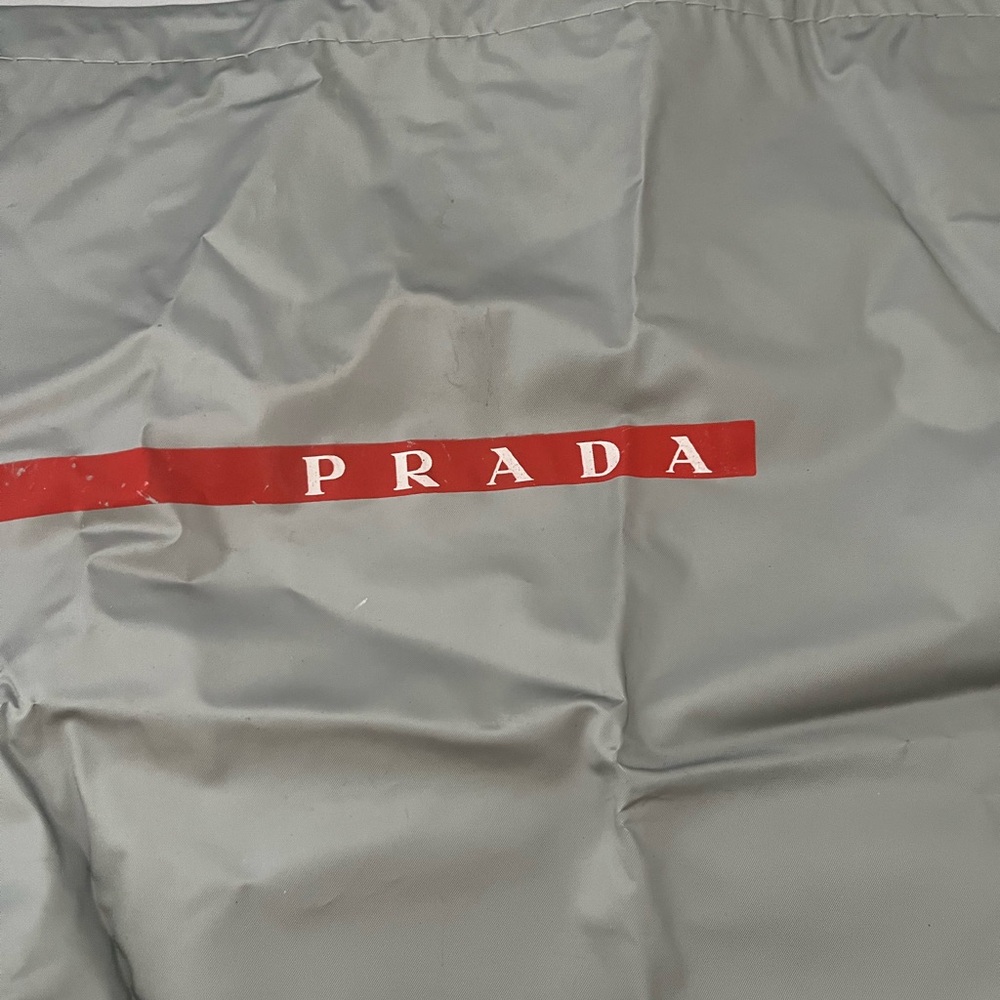 Prada Gray and Red Dust Bag